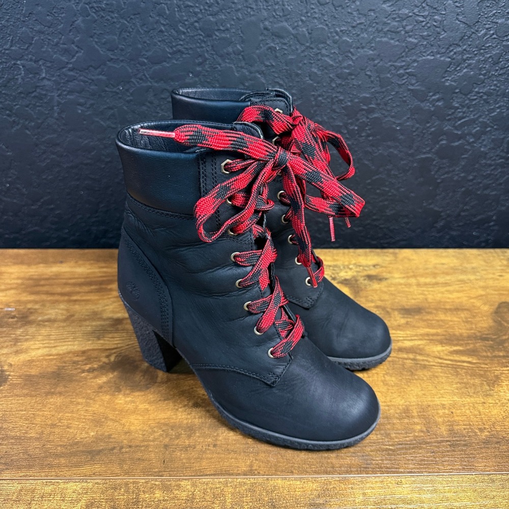 Timberland Glancy 8432A Black Leather Lace Up Ankle Boots Womens 6.5 EU 37.5